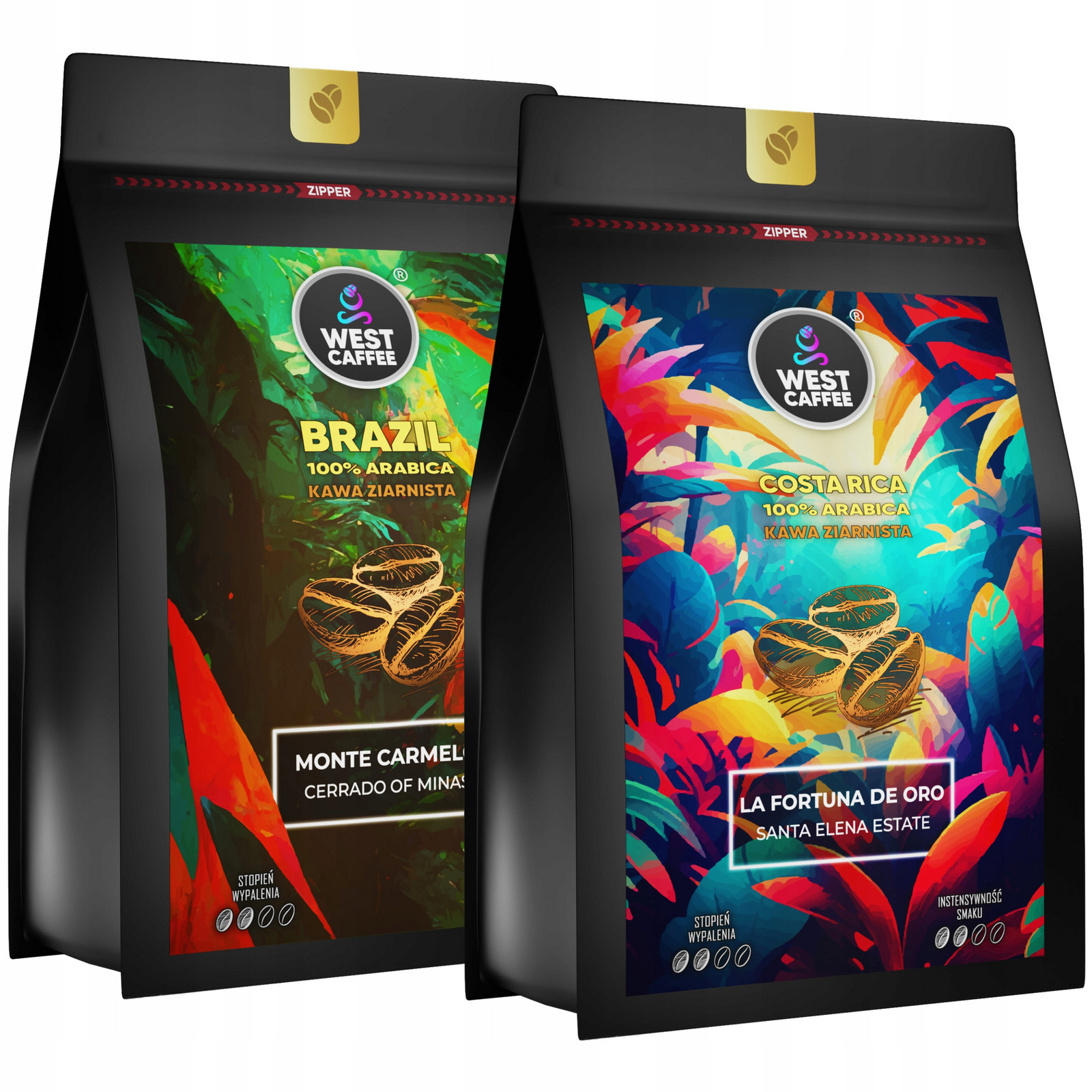 Káva Zrnková 2x500G Set Brazílie Kolumbie 100% Arabica Čerstvě pražená