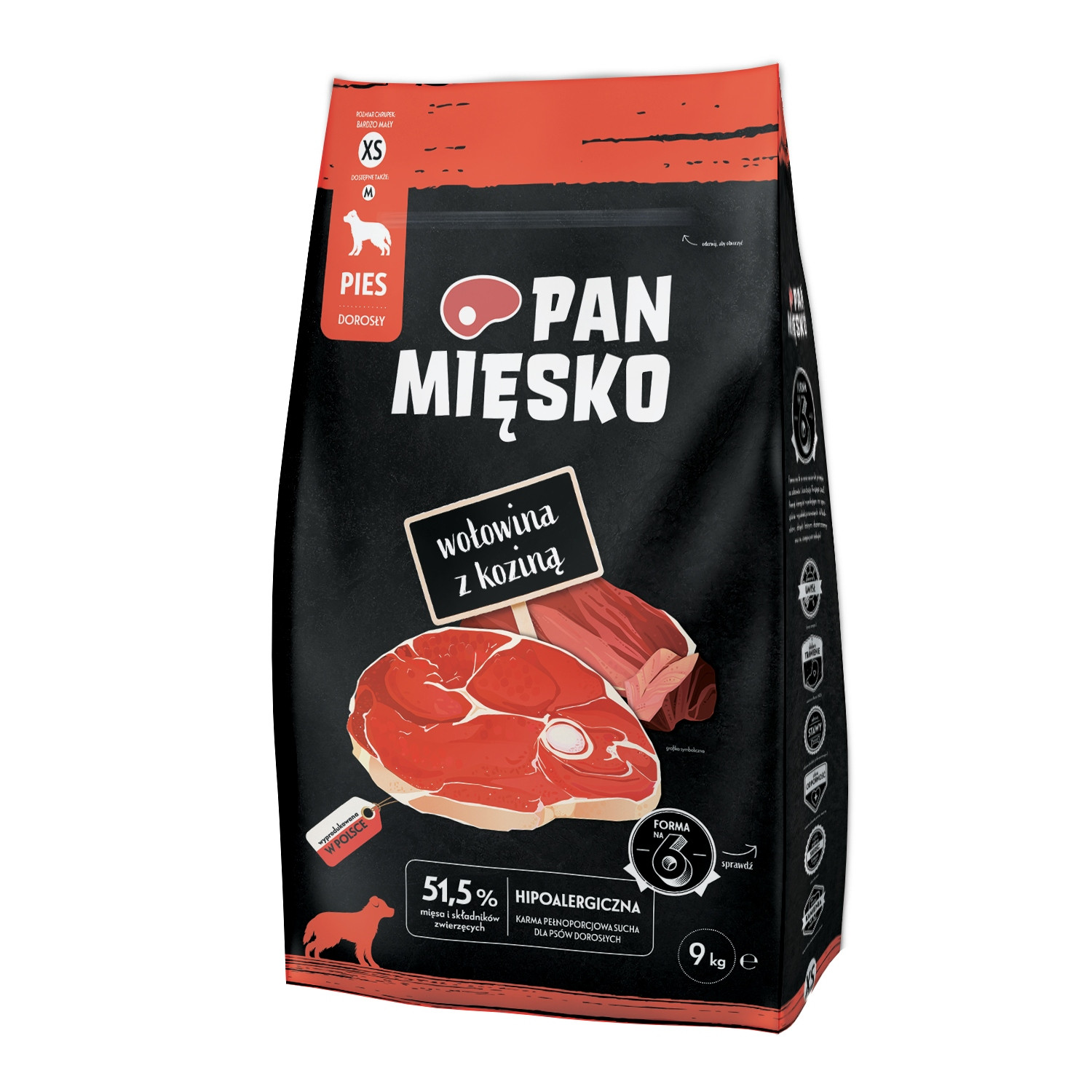 Pan Mięsko Suché Krmivo Pro Psa Hovězí S Kozinou 9kg Křupky Velikost Xs
