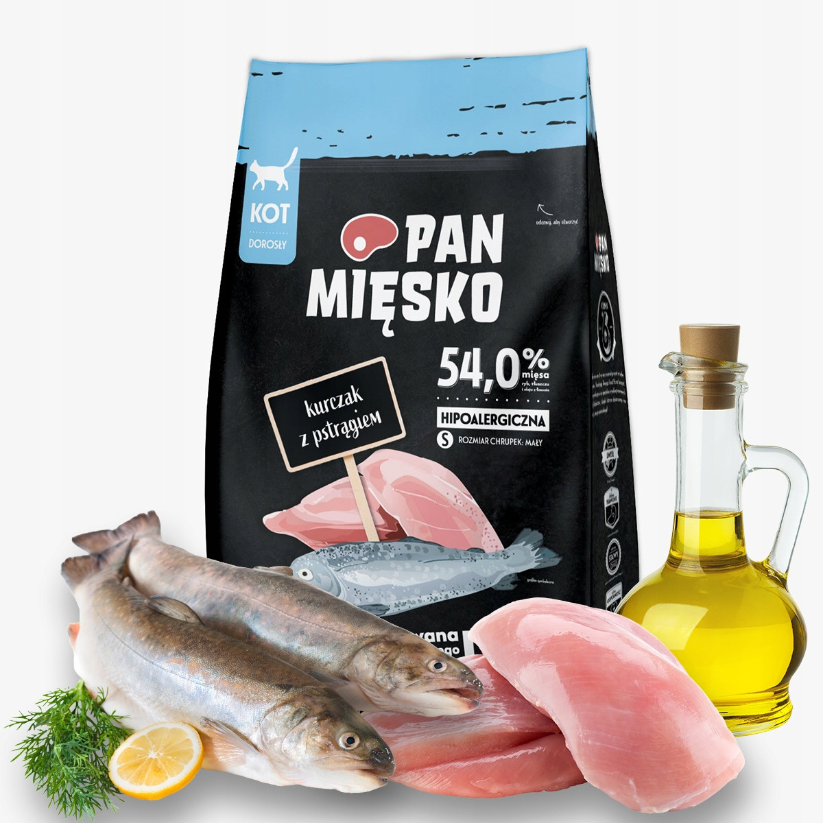 Pan Mięsko Kuře se pstruhem 5kg suché pro kočky křupky S