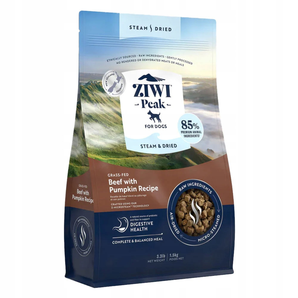 Ziwi Peak Steam & Dried Hovězí s dýní pro psa 1,5kg