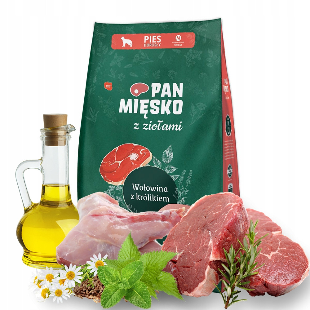 Pan Mięsko s Bylinami 9kg Hovězí s Králíkem Křupky M