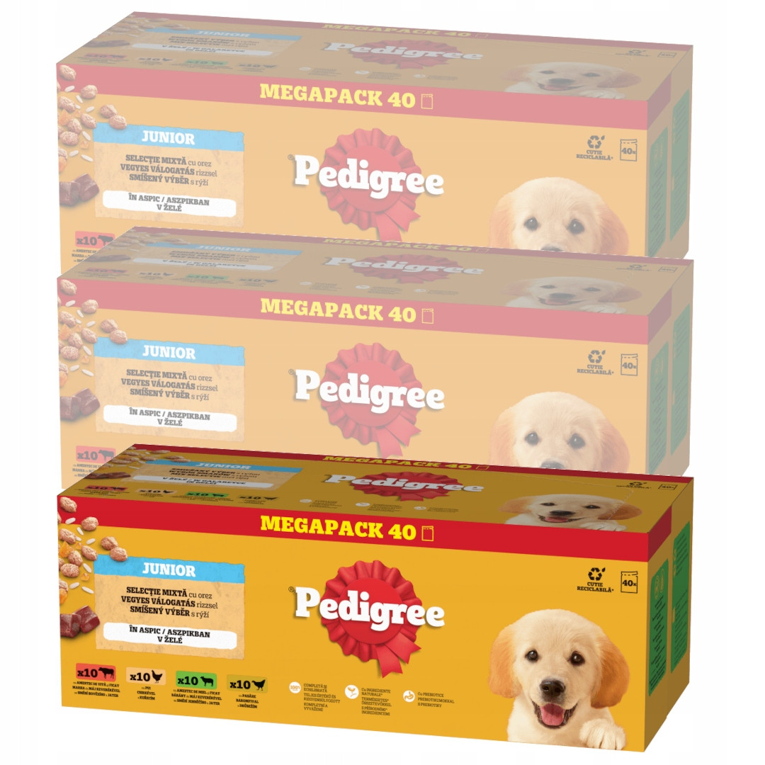 Pedigree Junior Výběr příchutí 80x100g Vlhké Krmivo pro štěňata v želé