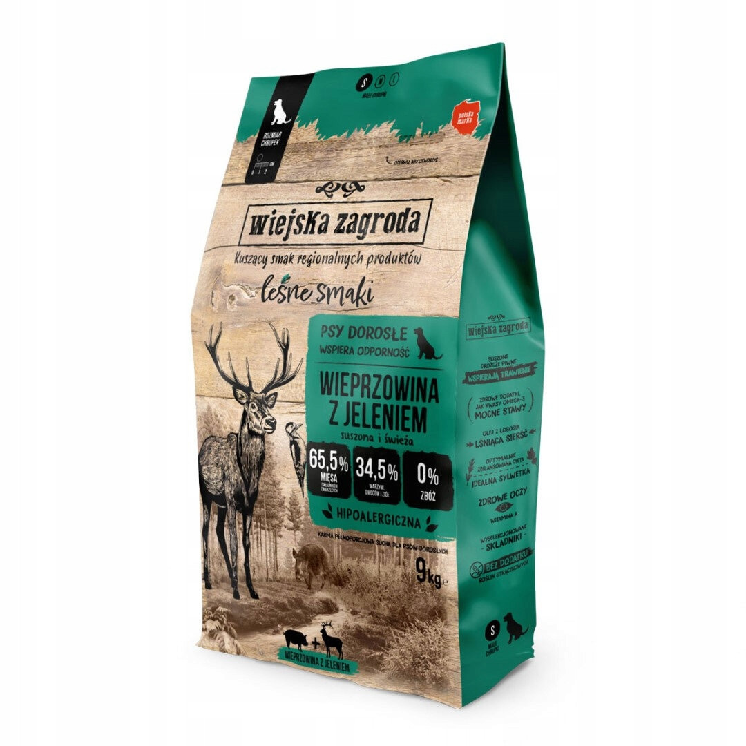 Wiejska Zagroda Vepřové S Jelenem krmivo Suchého Psa Malé Křupky S 9kg