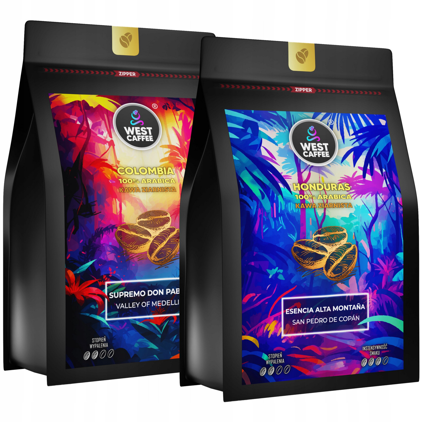 Káva Zrnková 2x500G Set Kostarika Kolumbie 100%Arabica Čerstvě pražená