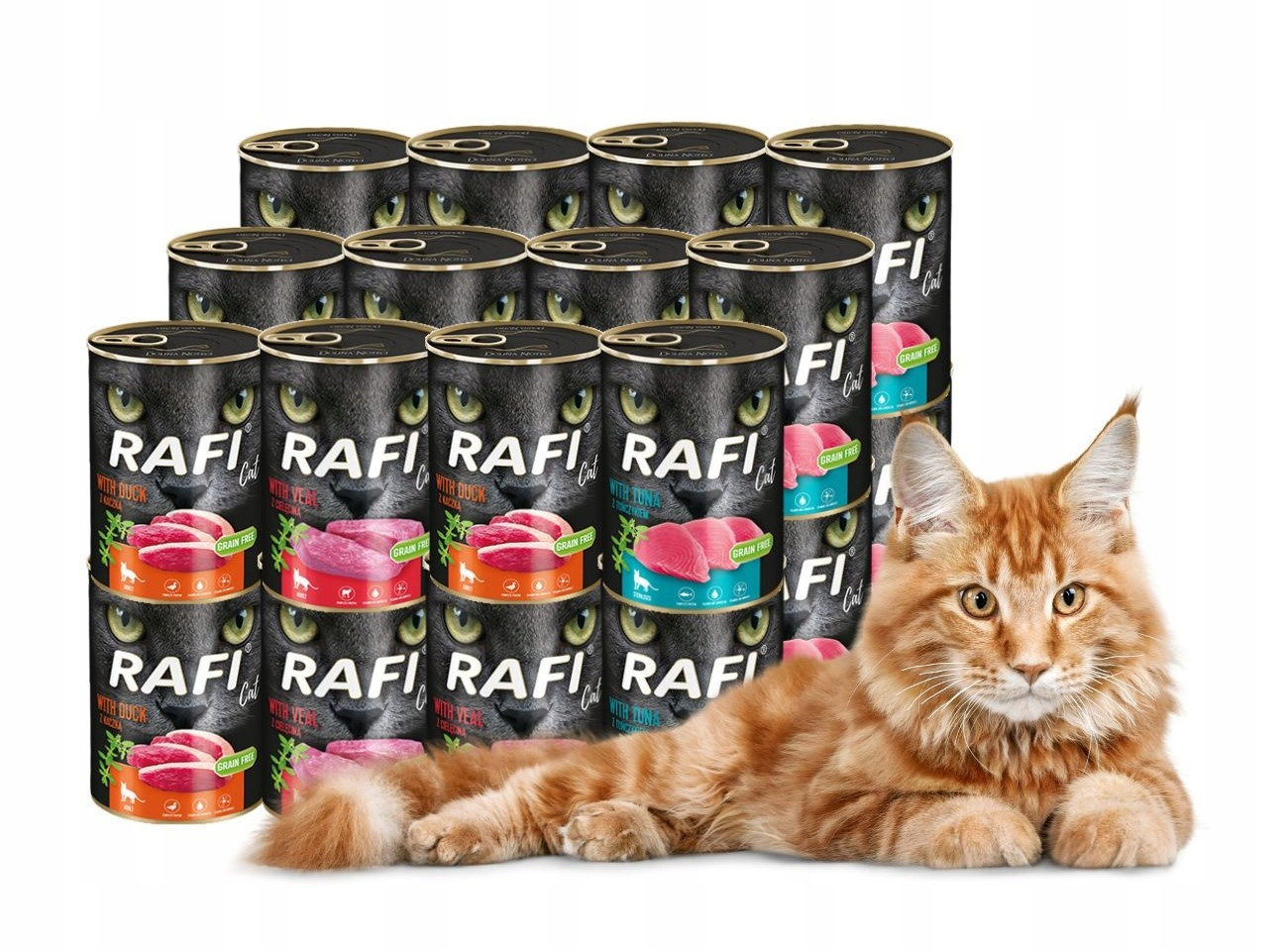 Rafi mokré krmivo pro kočky MIX 4 příchutí 24x400g Bezobilné Dolina Noteci