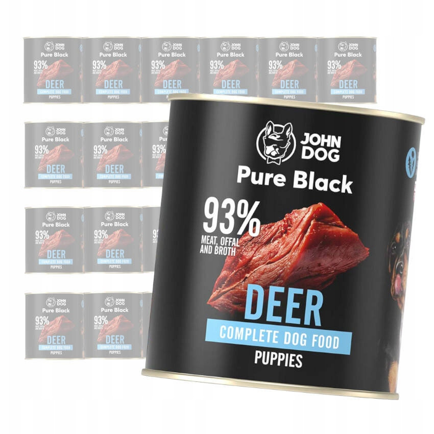 John Dog Krmivo mokrá pro psa Pure Black Jelen pro štěňata Plechovka 12x800g