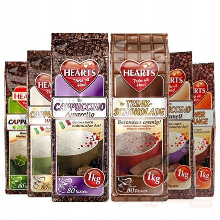 Sada Káva cappuccino Hearts 6 příchutí 6 kg