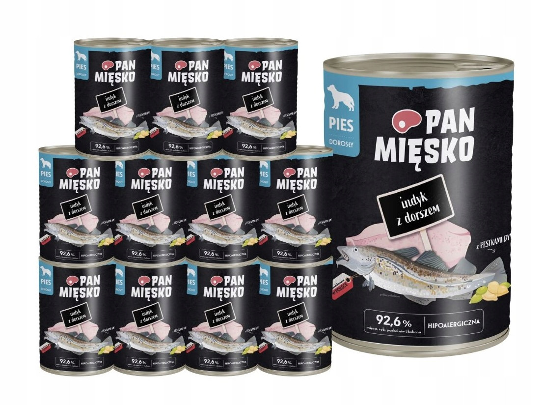 Pan Mięsko Krmivo mokré pro psy Krůta s treskou 12x400g
