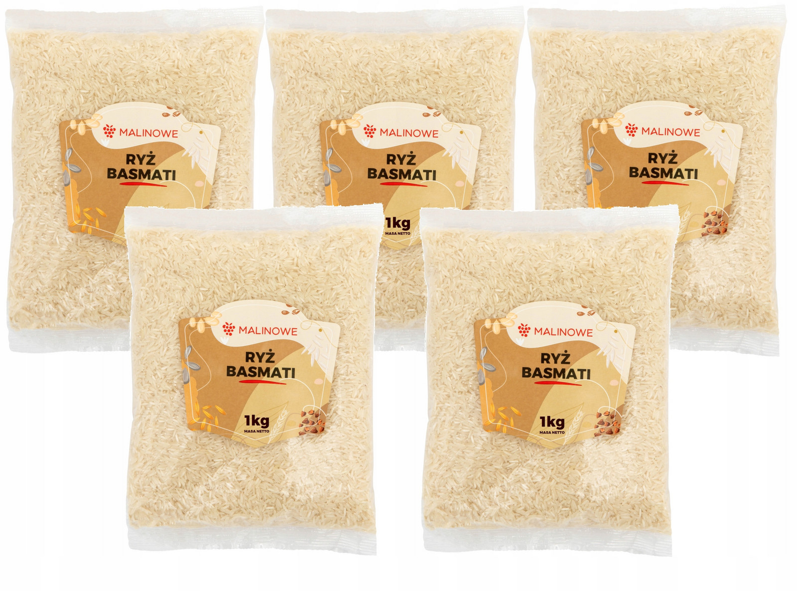 Set Rýže Basmati 5x1kg Bílá Dlouhozrnná Přírodní Prémiová Kvalita
