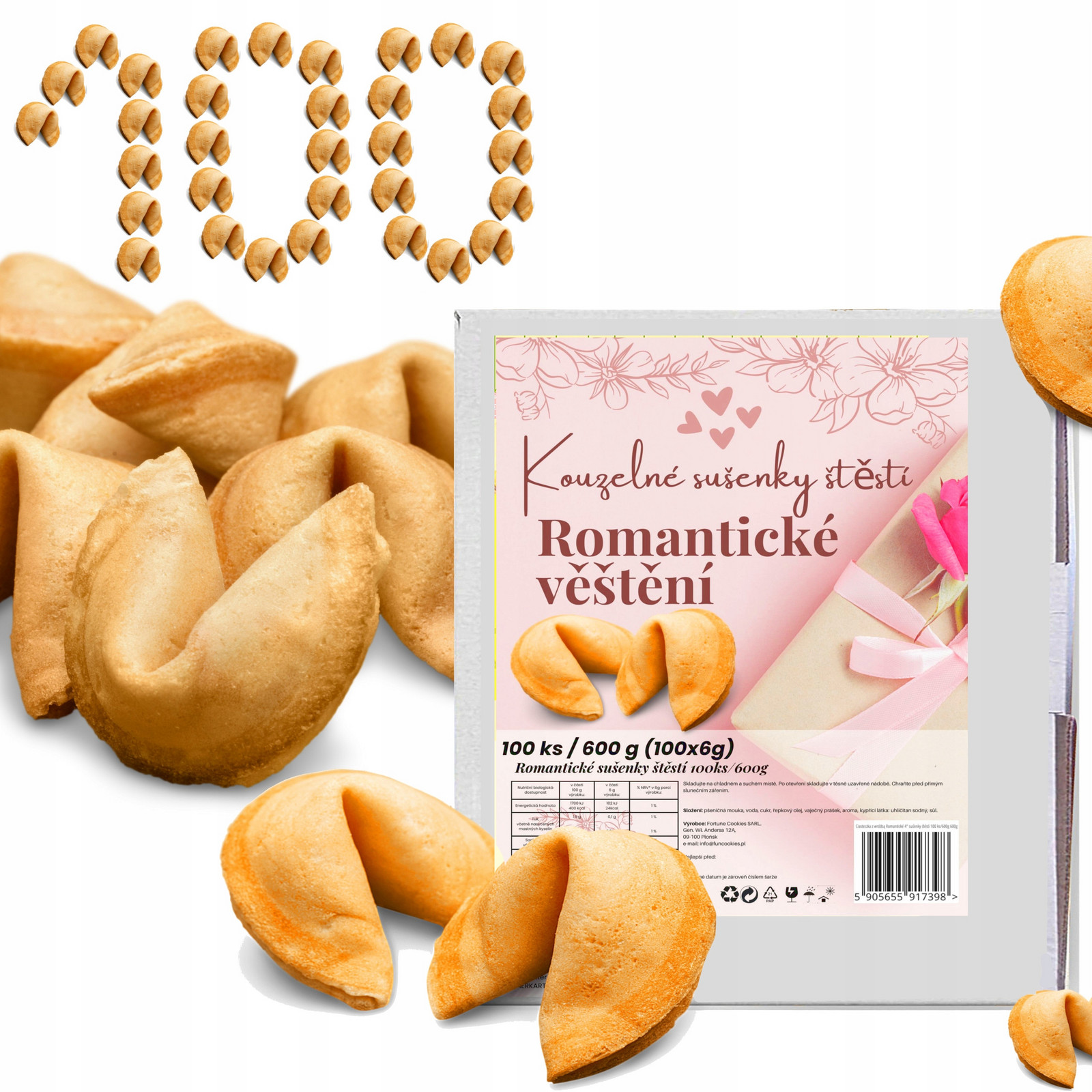 Sušenky Pro Štěstí Romantické Dárek Pro Ni I Pro Něj pro návštěvníky x100