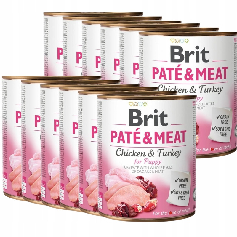 Brit Paté & Meat Kuře A Krůta Pro Štěňata 12x800g