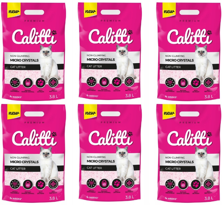 Stelivo Vysoce Savé silikonové pro kočky 6 x 3,8L Set Calitti Micro