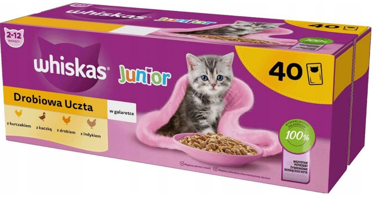 Whiskas Junior 80x85g Drůbeží hostina Vlhké Krmivo pro koťata v želé