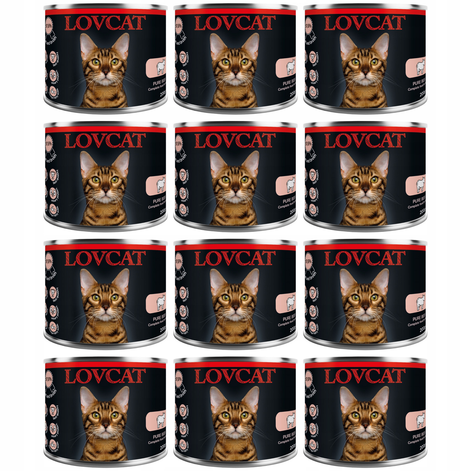 Lovcat Beef krmivo mokré Hovězí 12 x 200g Set