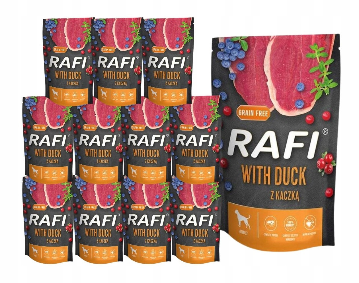 Rafi vlhké krmivo pro psy s kachnou 24x500g Bezobilné Dolina Noteci