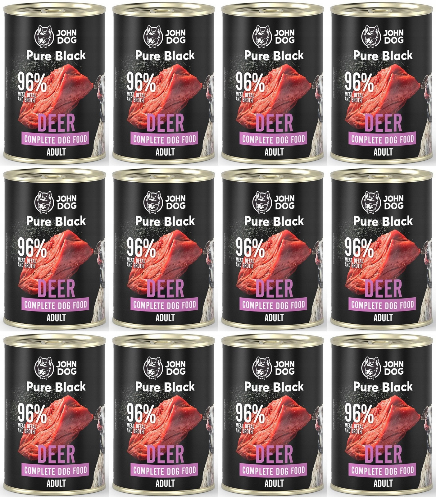 John Dog Pure Black Adult Deer 12 x 400 g
