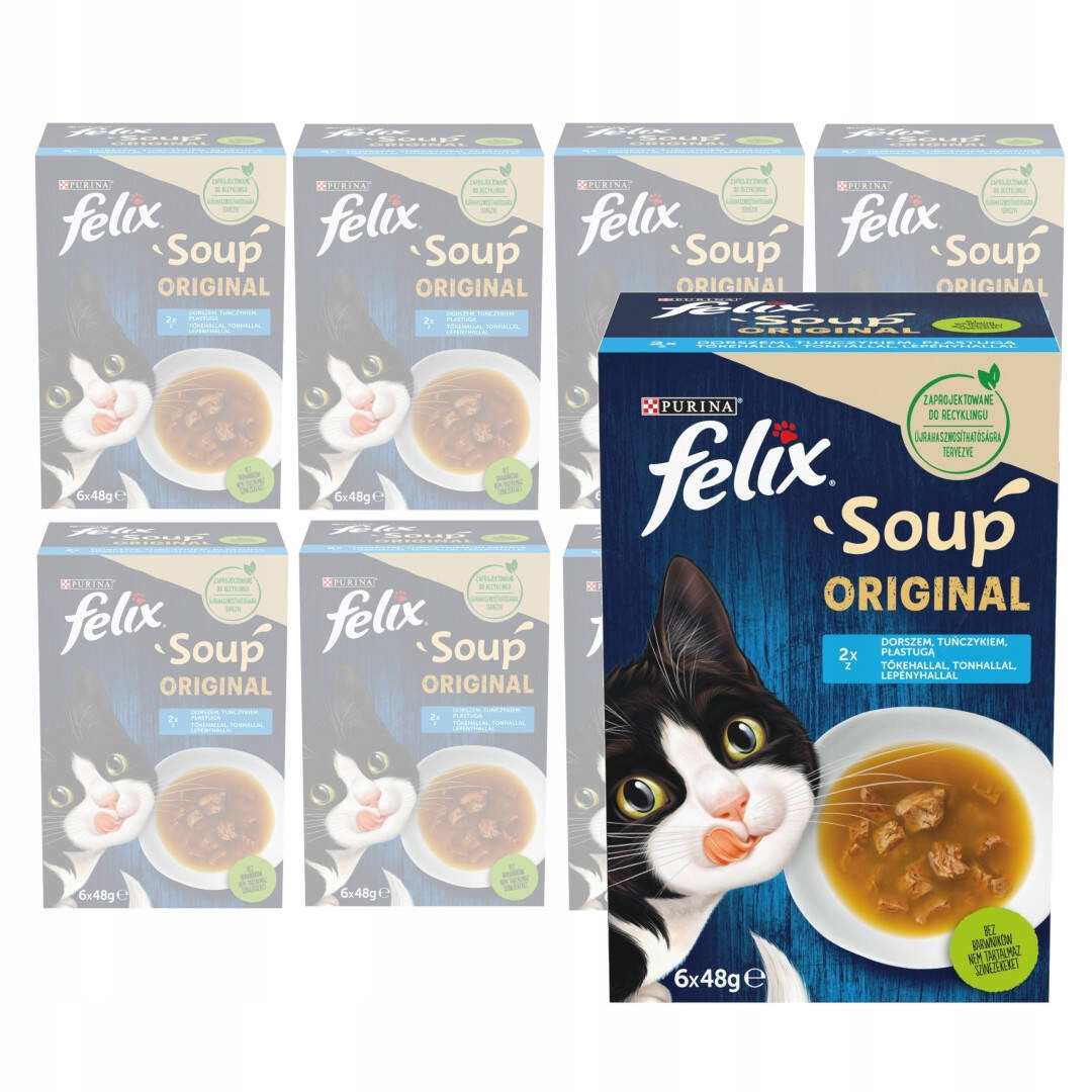 Felix Soup Original Krmivo Pro Kočky 48x48g Rybí chutě s treskou, tuňákem