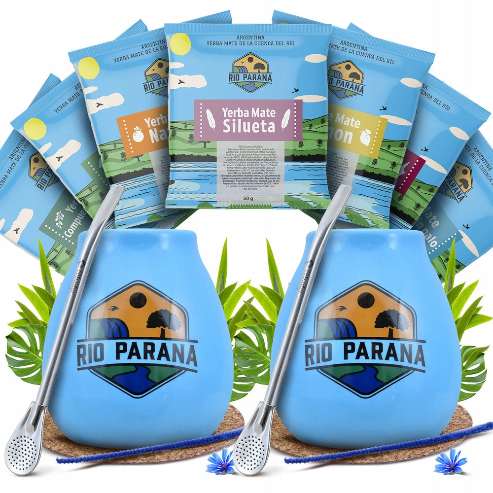 Yerba Mate Set pro dva Rio Parana tykev a bombilla 7x50g