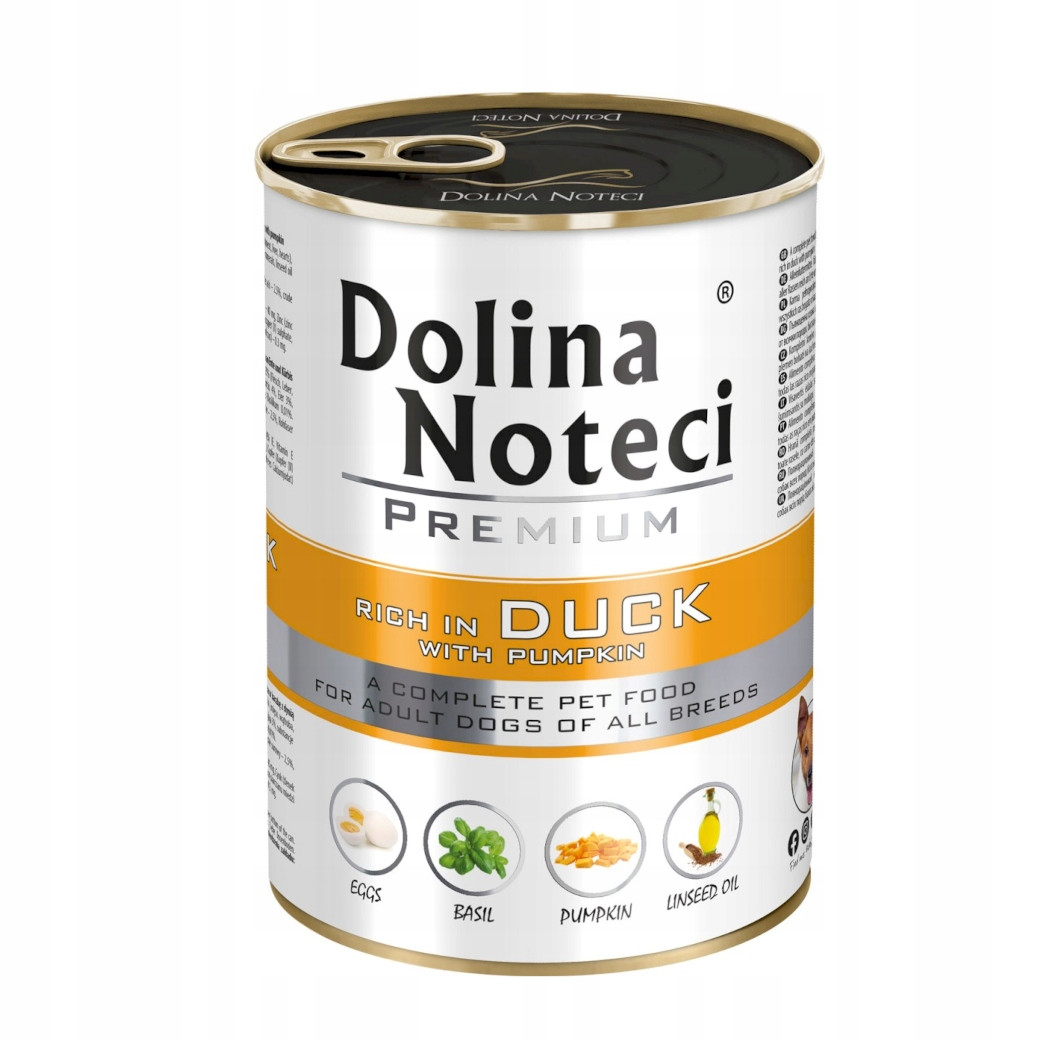 Vlhké krmivo pro psy Dolina Noteci Premium Kachna s dýní Plechovka 12x400g