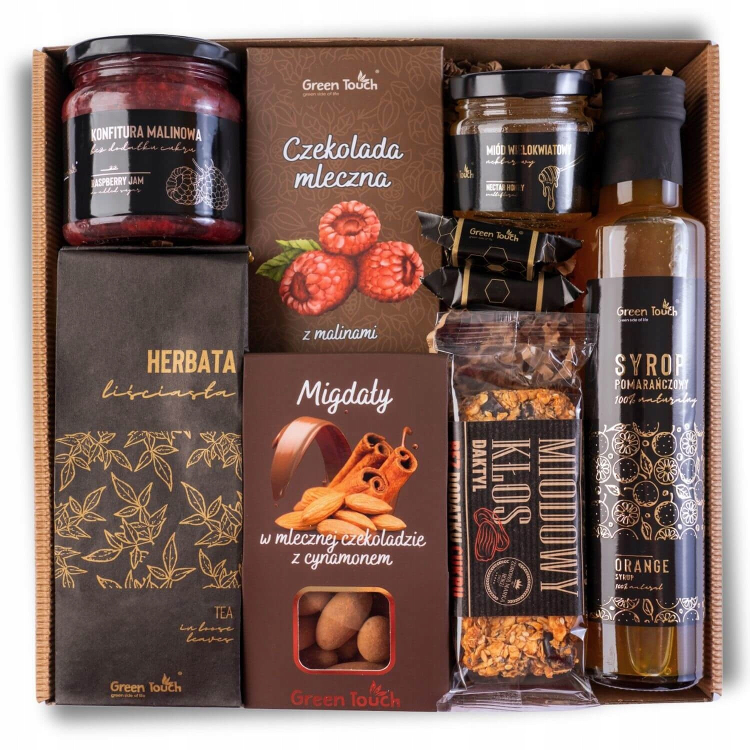 Dárková Sada koš sladkosti čaj mandle sirup med zavařenina box