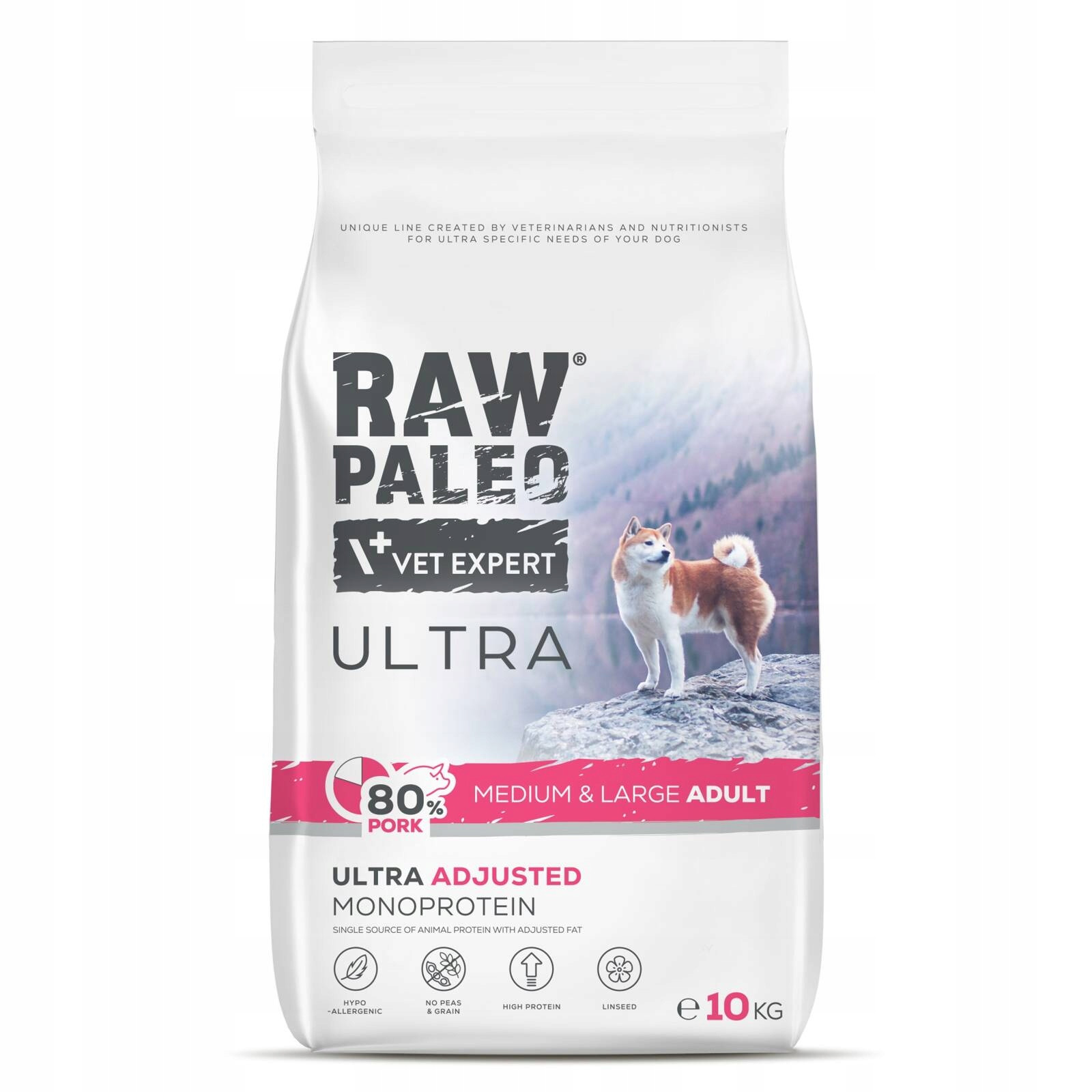 Raw Paleo Ultra Medium&Large Adult 10kg Suché Krmivo s vepřovým masem pro psy