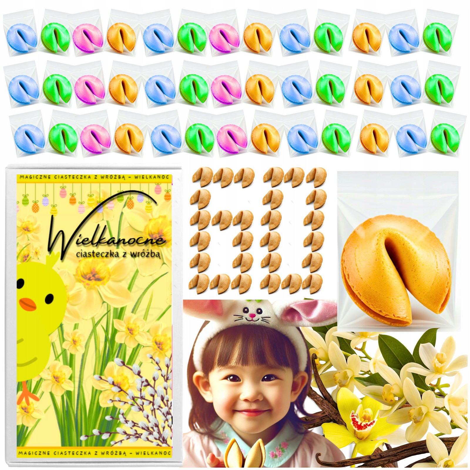 Velikonoční sušenky s věštbou Velikonoce Barevné „Kuře“ pro děti 60
