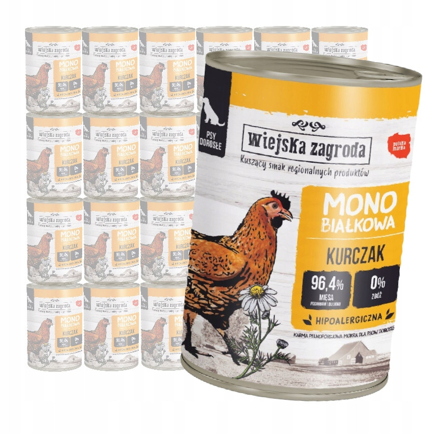 Wiejska Zagroda Bezobilné Vlhké Krmivo Pro Psy S Kuřecím Masem 12 x 400 g