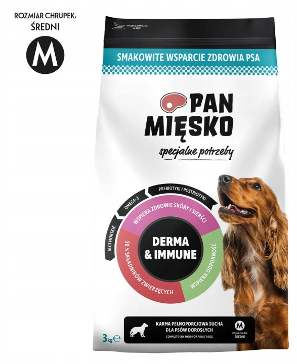 Pan Mięsko Krmivo suché pro psa Derma & Immune (dospělý) M 3 kg