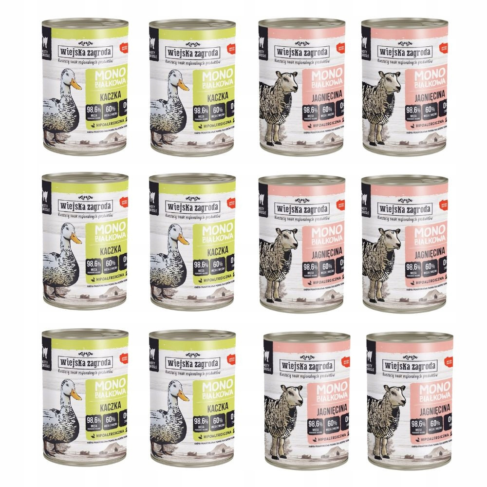 Krmivo mokré pro kočky Wiejska Zagroda Monoproteinové mix chutí 12x400g