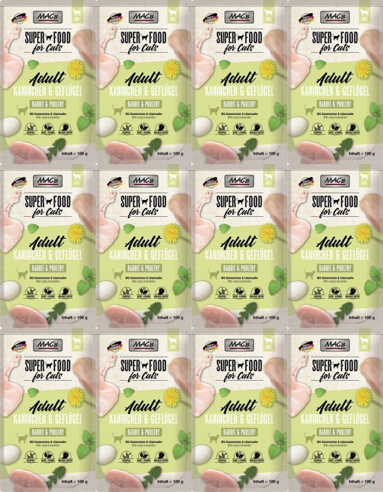 MAC's Cat kapsička Králík, Drůbež 12 sáčků 100 g