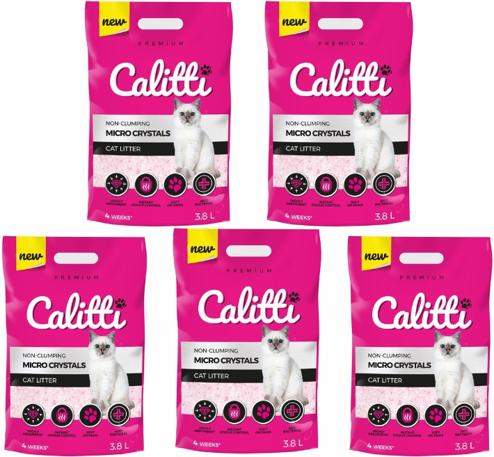 Stelivo Vysoce Savé silikonové pro kočky 5 x 3,8L Set Calitti Micro