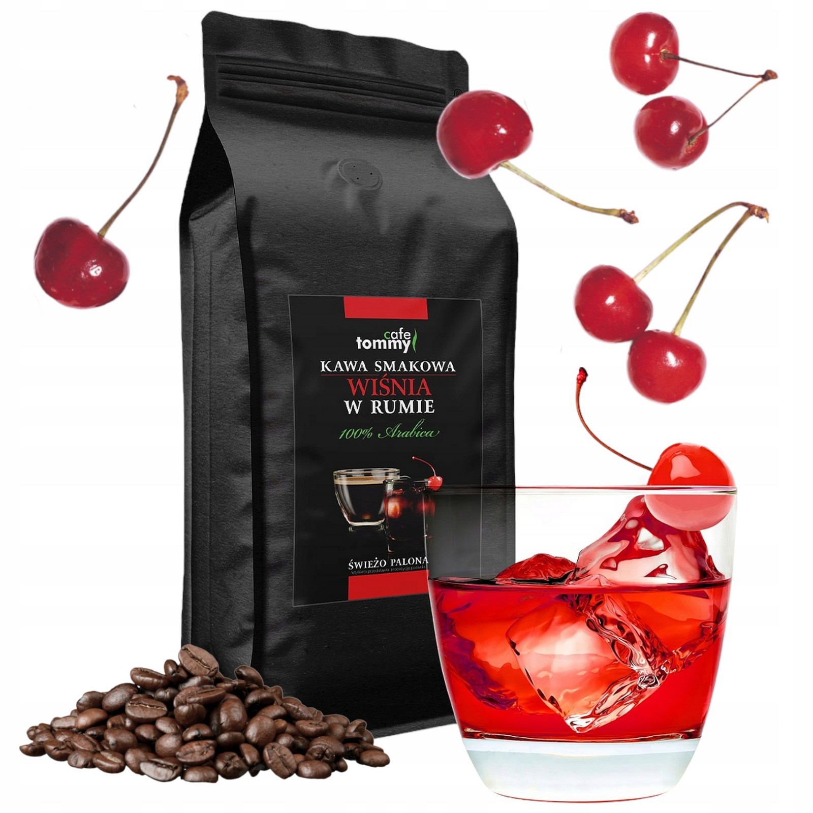 Káva zrnková 1kg 100% Arabica Chuťová Čerstvě pražená Višeň V Rumu