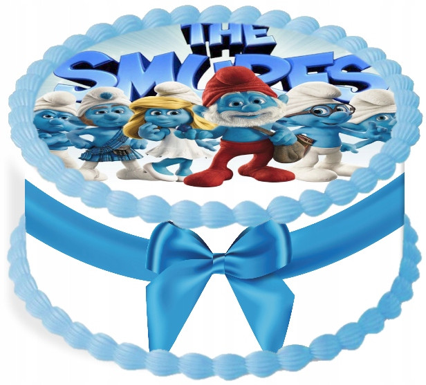 oplatek na dort 14 cm Šmoulové Narozeniny Party