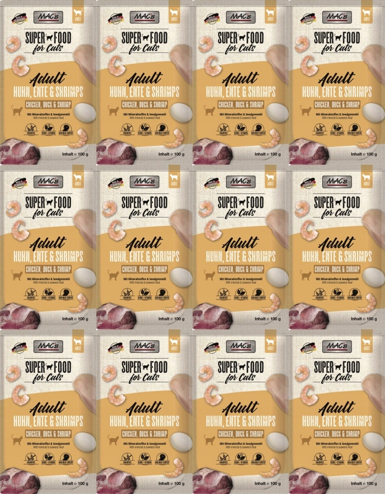 MAC's Cat kapsička Slepice, kachna, krevety 12 sáčků 100 g