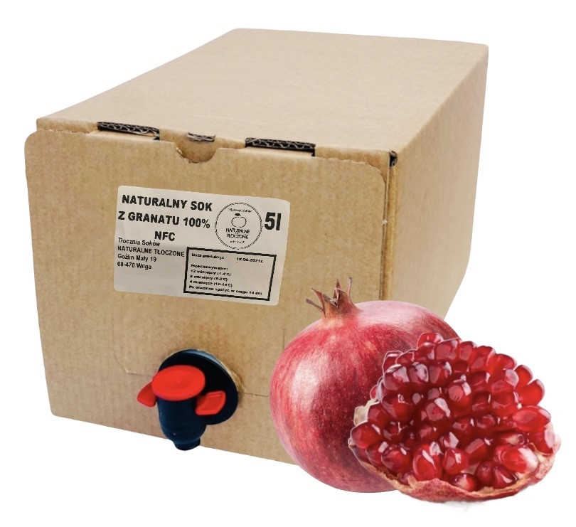 Granátová šťáva 100% 5 l – v Kartonu (lisovaný za studena, zdravá, Nfc)