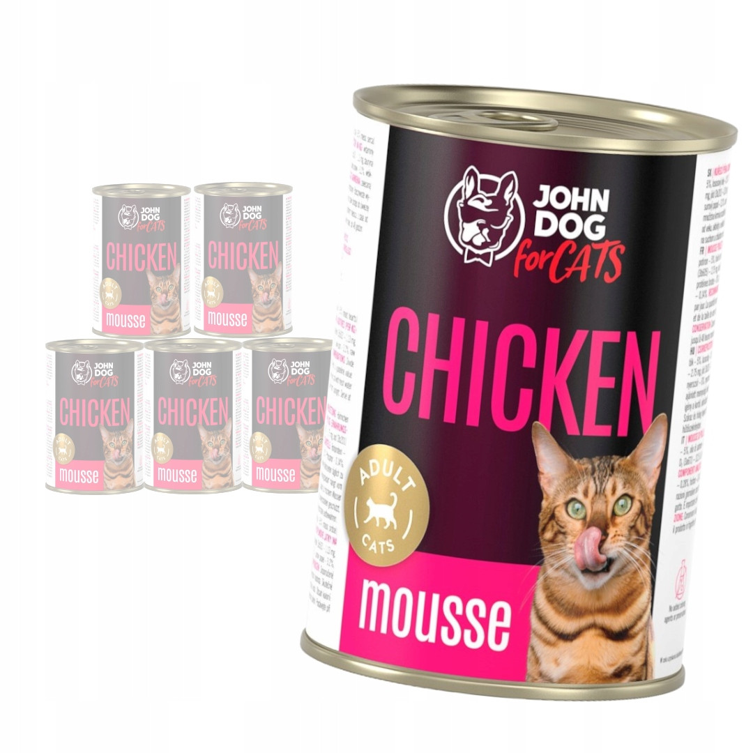 John Dog for Cats Mus s kuřecím masem 12x400g Bezobilné Mokré Krmivo Pro Kočky