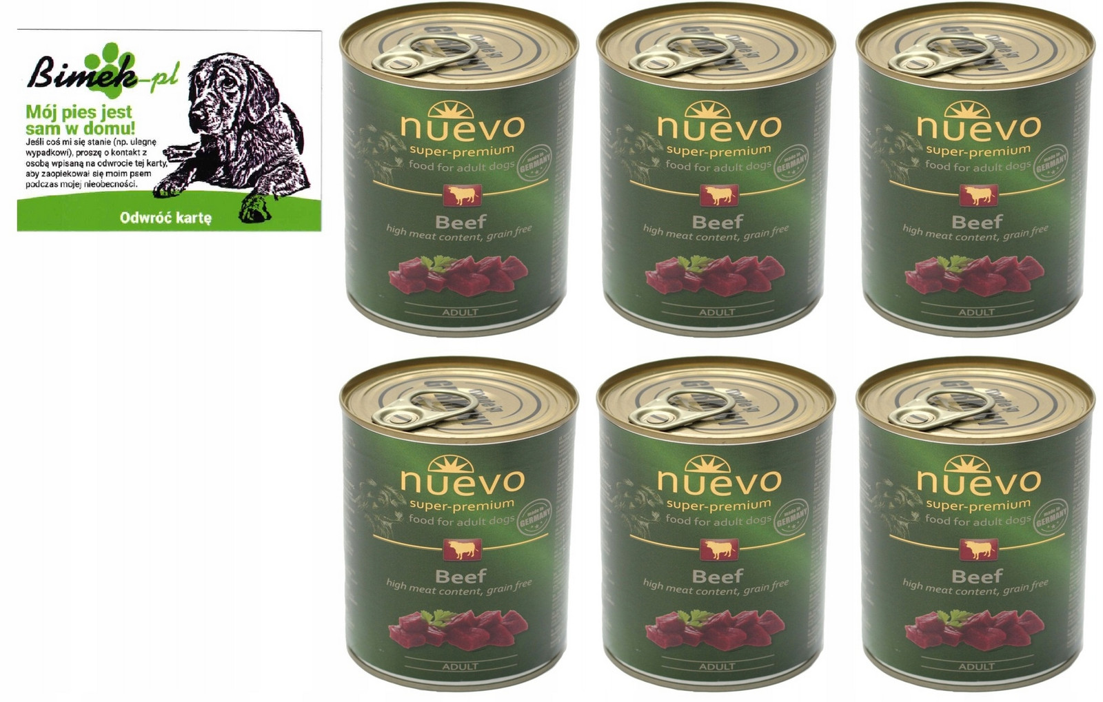 Nuevo Beef 6x800g Adult Dog Hovězí krmivo pro psa vizitka 