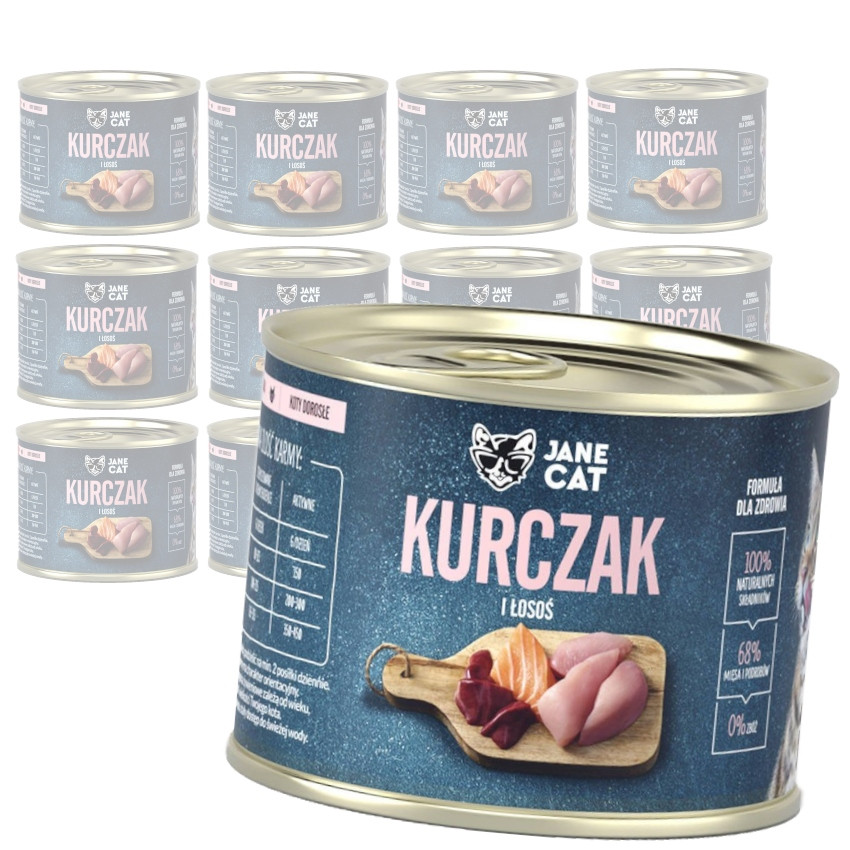 Jane Cat Premium Kuřecí Losos Pro Kočky 24x200g