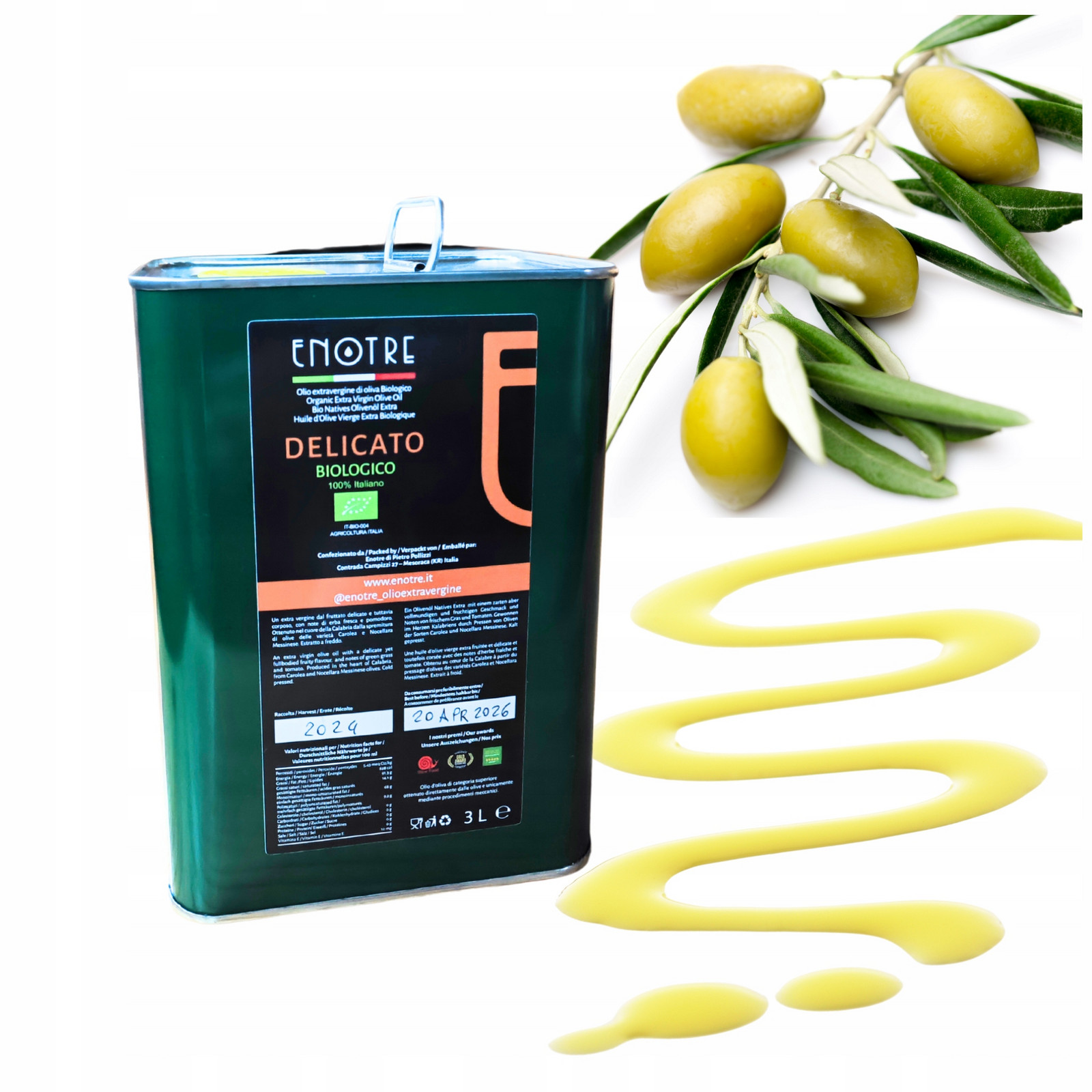Extra Panenský Olej Bio Delicato Oceněná Sklizeň 2024 Italská 3 l Jemná