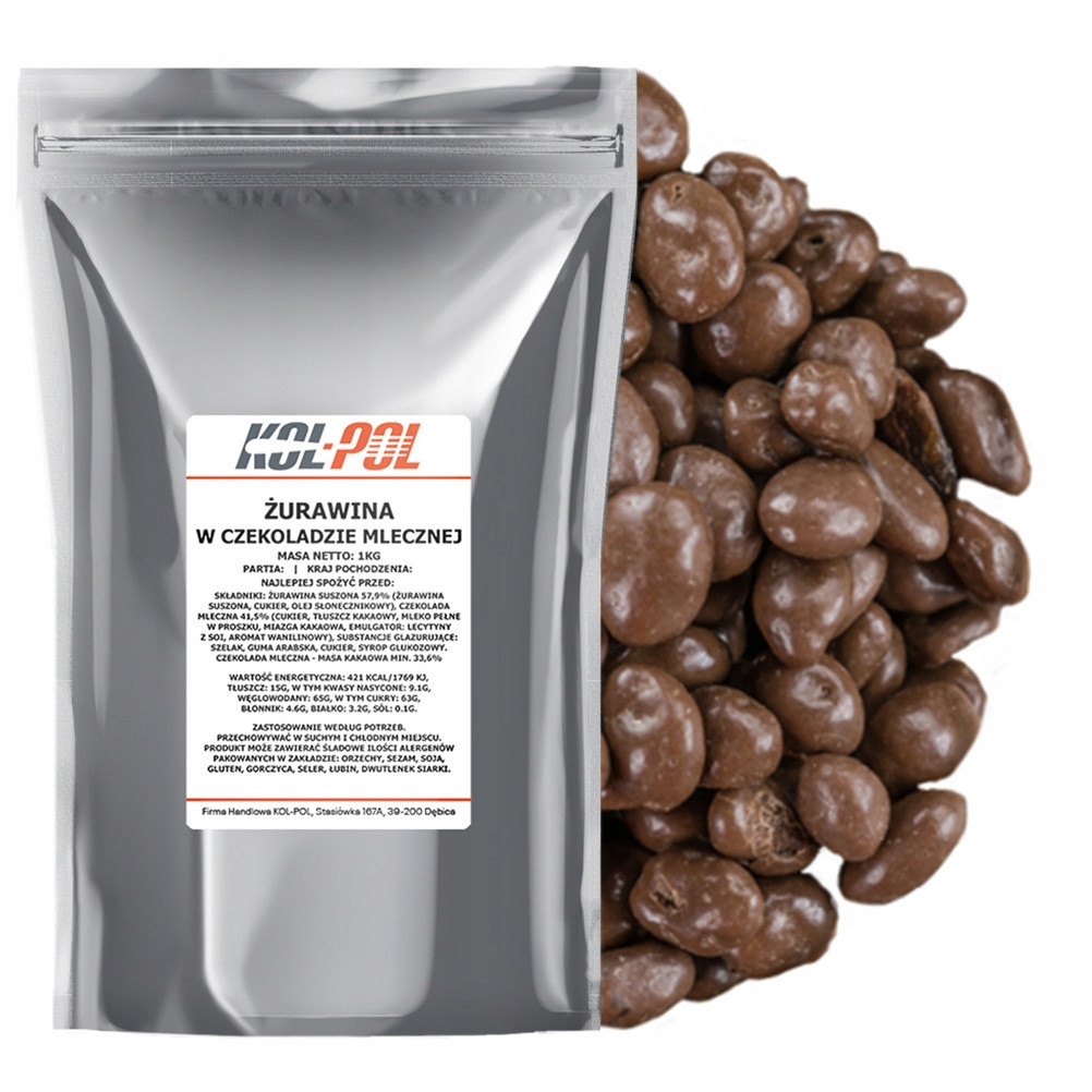 Brusinky v Mléčné čokoládě 1kg Sušené brusinky kvalita Kol-Pol