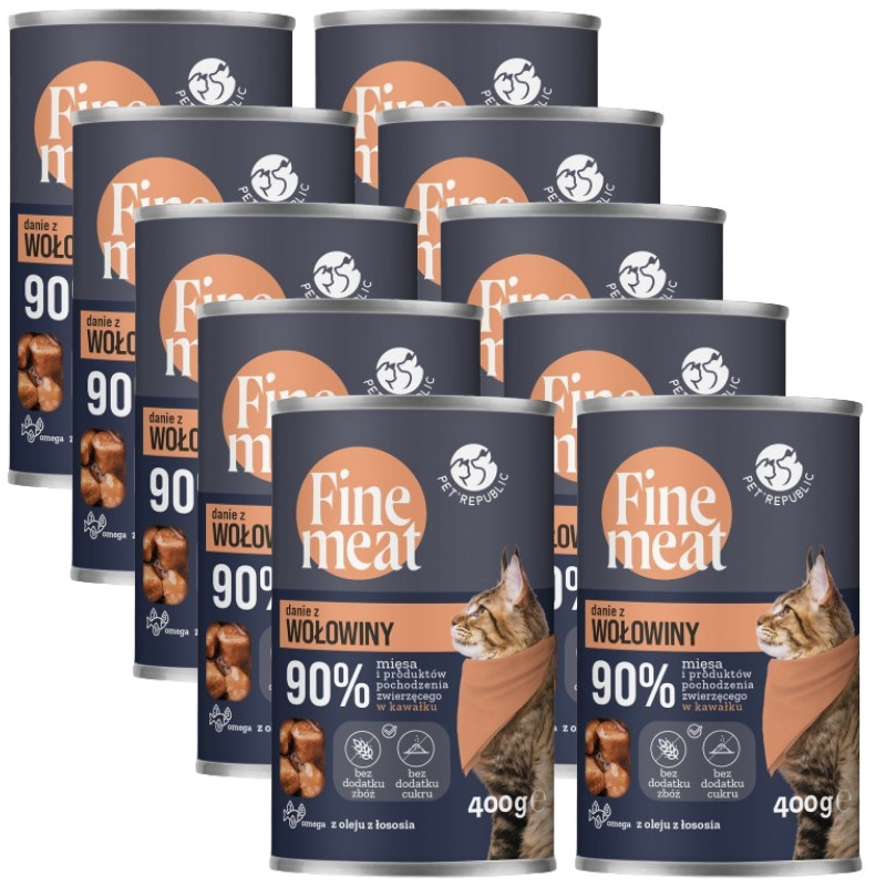 Krmivo mokré pro kočky 90% Miusa Hovězí 10x400g Petrepublic Fine Meat