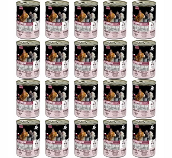 Krmivo mokré Monoproteinové pro kočky Hovězí 20x400g Petrepublic Monoprotein