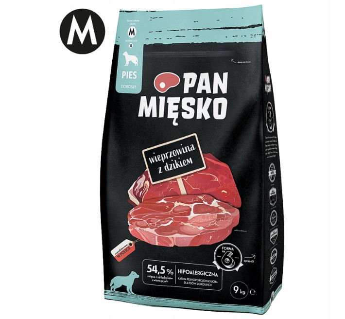 Pan Mięsko krmivo pro psa Vepřové s divočákem křupky M 9 kg