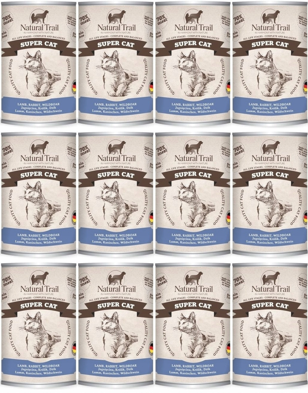 Natural Trail Cat Lamb, Rabbit, Wildboar 12 x 400 g