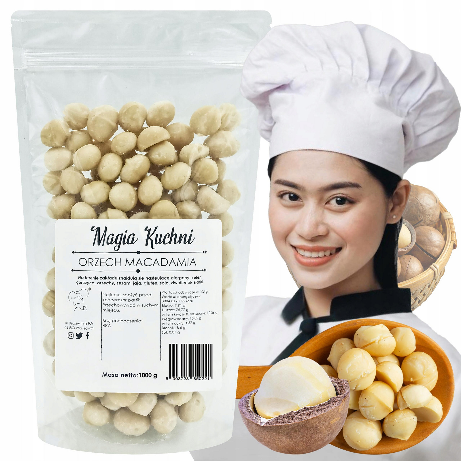 Ořechy Macadamia 1kg Makadamia přírodní Čerstvé