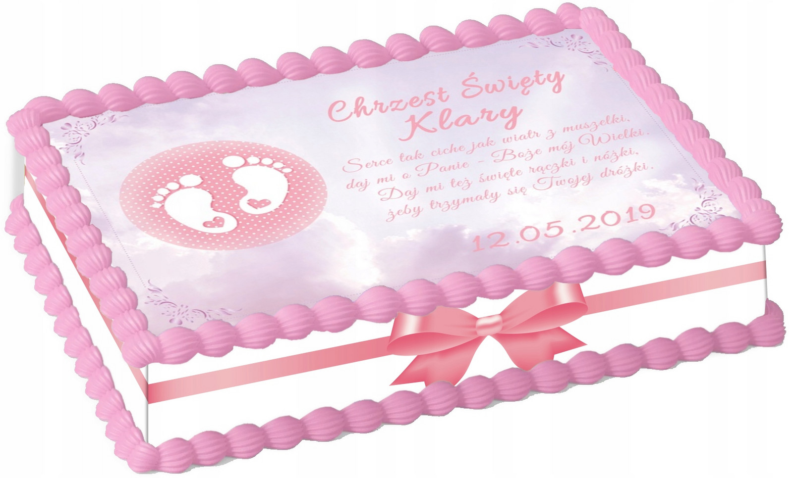 Oplatek na dort Svatý křest A3 Jméno Datum
