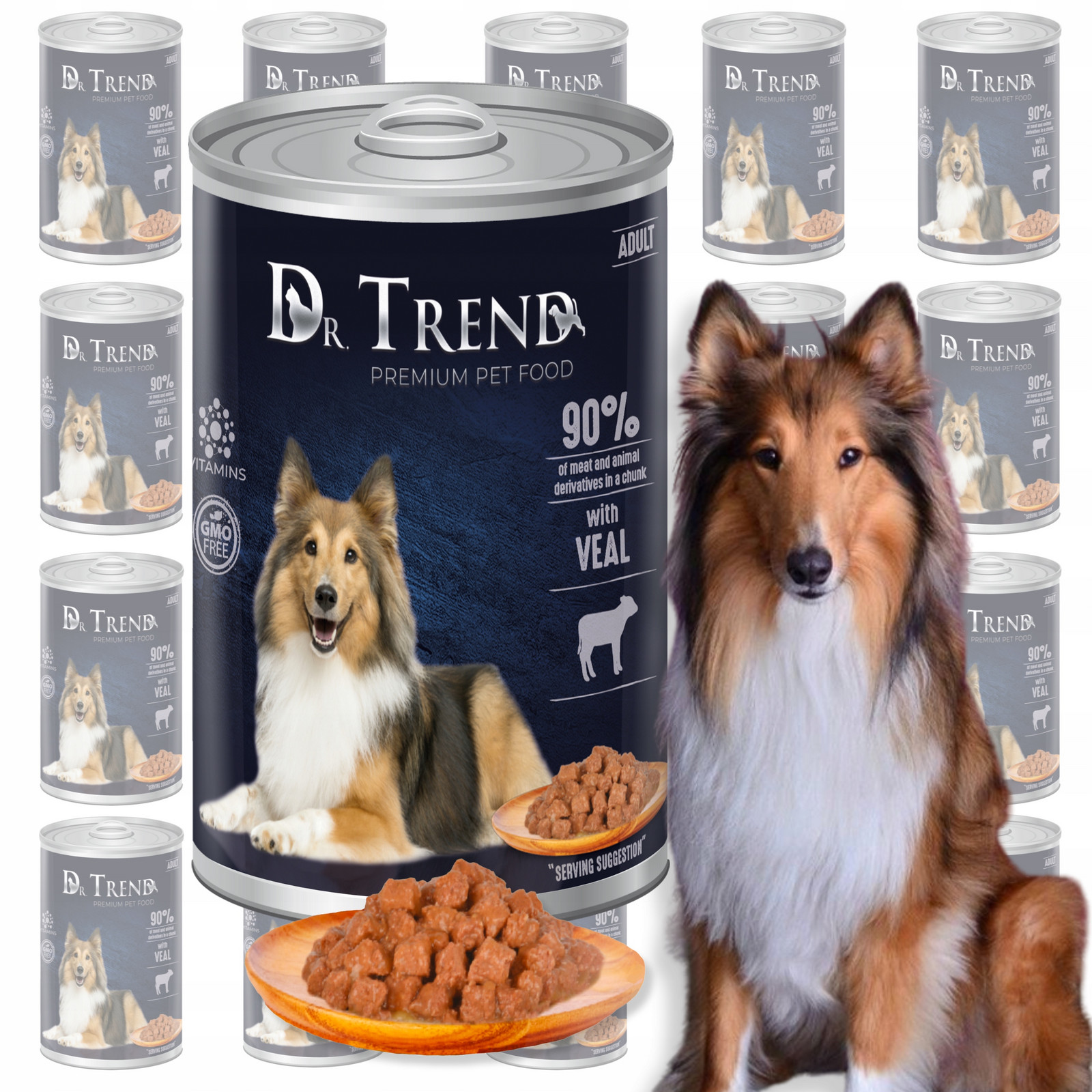 Dr.trend Premium vlhké krmivo pro psy s telecím masem 90 % masa 20 x 400 g