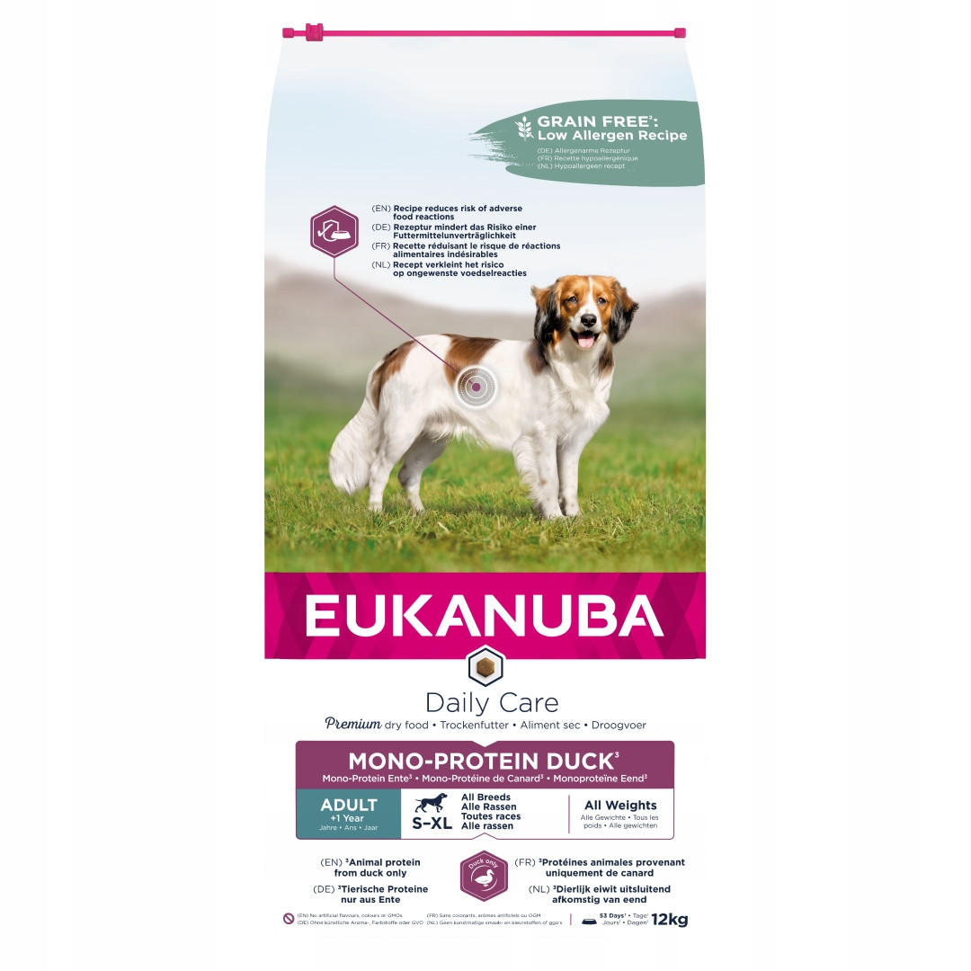 Eukanuba Daily Care s kachnou 12 kg Monoproteinové suché Krmivo pro psy