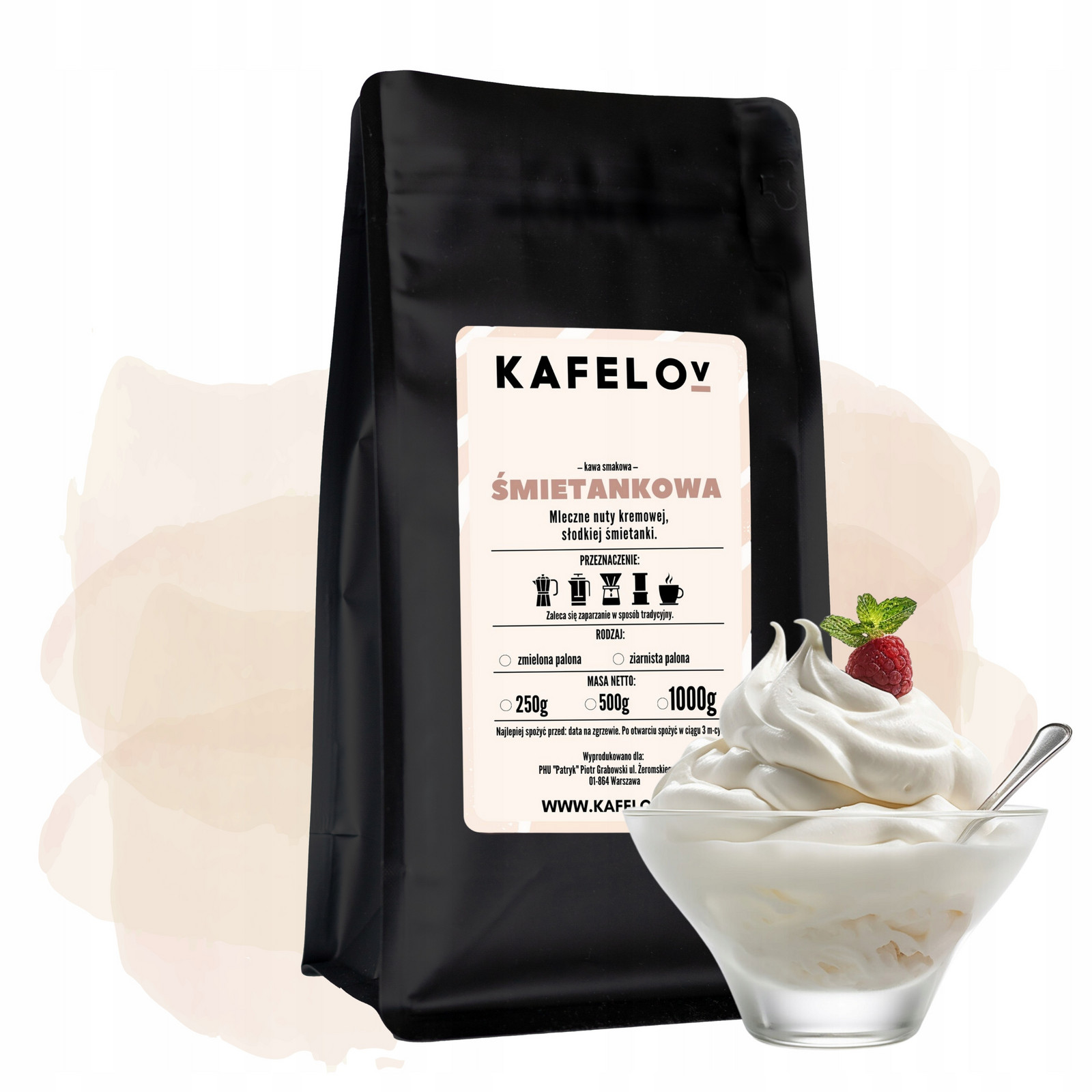 Káva zrnková 1kg ochucená Smetanová