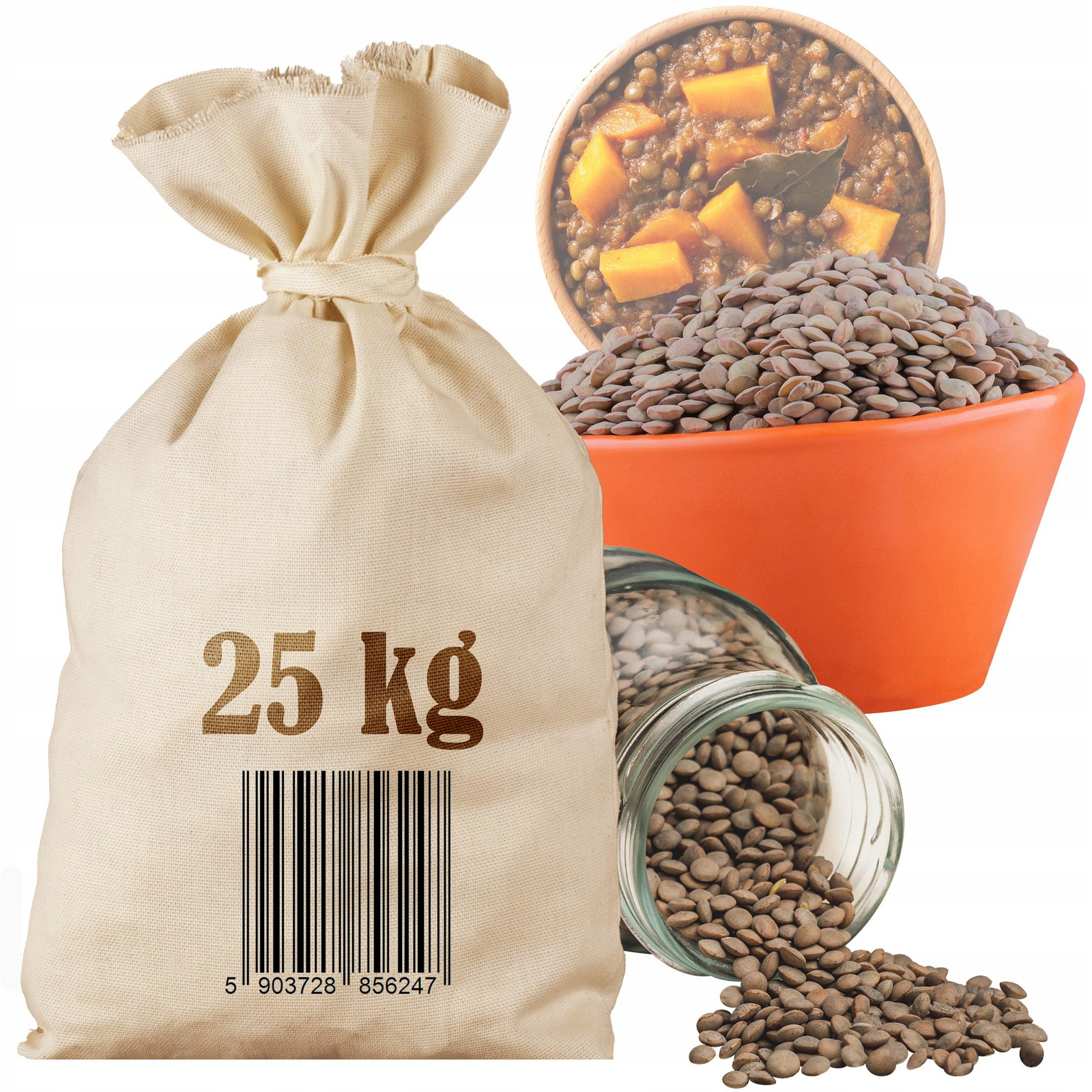 Čočka Hnědá půlky Zrno 25kg sáček